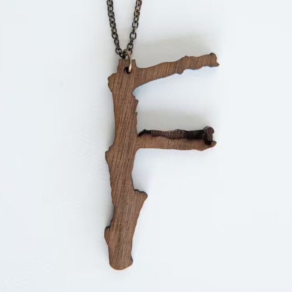 RARE!! Official Feist merch, "Metals" Letter F Necklace, Wooden Pendant